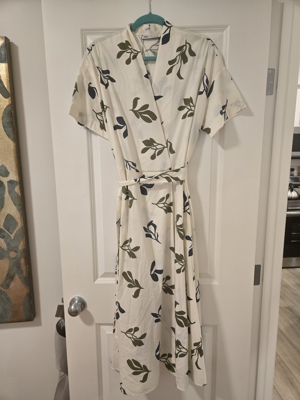 Zara White Floral Wrap Midi Dress